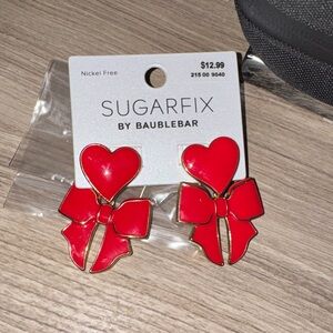 BaubleBar Red Heart and Bow Earrings